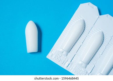 White Suppositories Anal Vaginal Use On Stock Photo