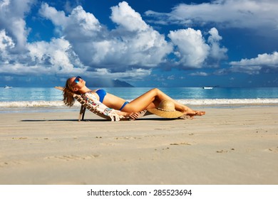 Woman Bikini Lying On Tropical Beach Stock Photo Shutterstock