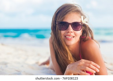 Woman Bikini Straw Hat Lying On Stock Photo Shutterstock