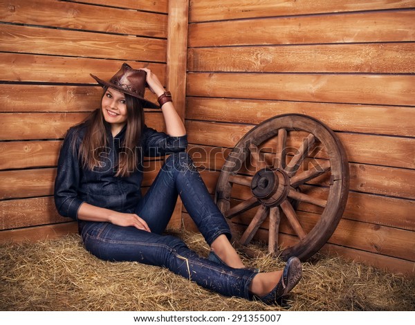 Woman Cute Seductive Cowboy Cowgirl On Stock Photo Shutterstock