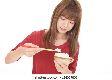 Healthy Woman Eating Rice Images Stock Photos Vectors