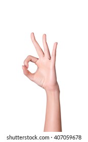 Woman Hand Ok Sign On White Stock Photo 407059678 Shutterstock