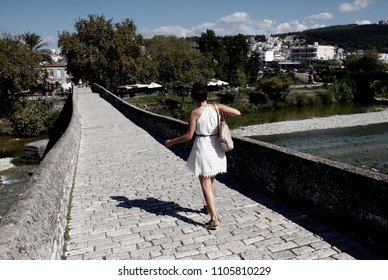 Woman Passes He Bridge Arta Stone Stock Photo 1105810229 Shutterstock