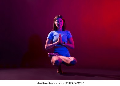 Woman Practices Yoga Neon Light On Stock Photo Shutterstock