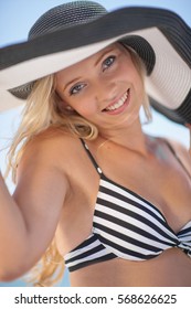 Woman Wearing Bikini Floppy Hat Stock Photo Shutterstock