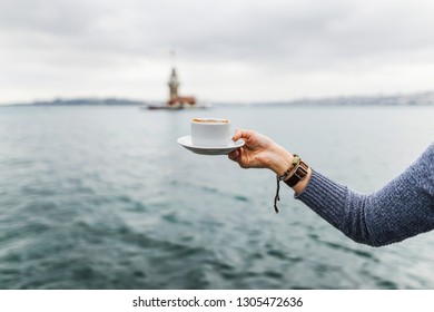 Womans Hand Holding White Cup Hot Stock Photo Shutterstock