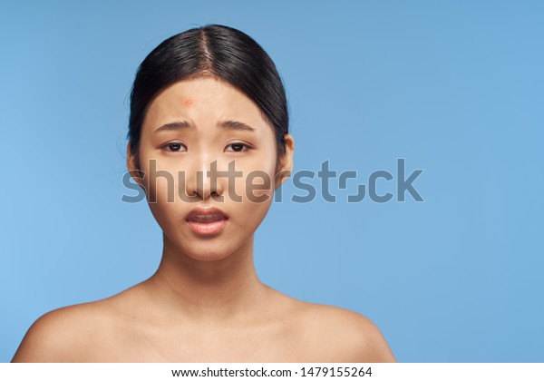 Women Asian Appearance Naked Shoulders Makeup Stock Photo 1479155264