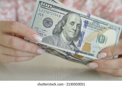 Womens Hands Hold Dollars Cash Stock Photo Shutterstock