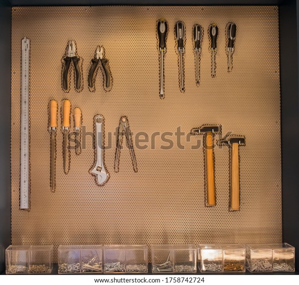 Work Tools Hanging On Wall Workshop Stock Photo 1758742724 Shutterstock