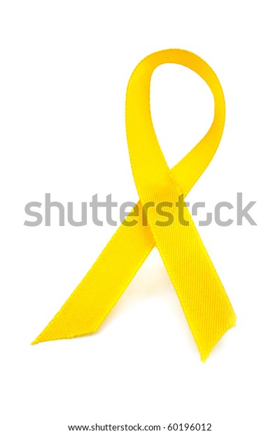 Yellow Awareness Ribbon On White Background Stock Photo 60196012