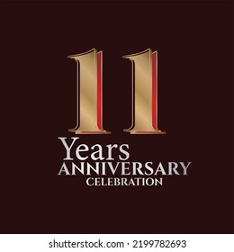 11th Years Anniversary Logo Gold Red Stock Vector Royalty Free