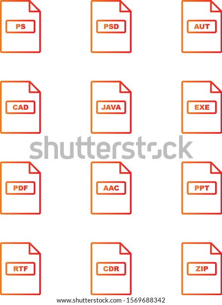 Set File Formats Icons Isolated Vector De Stock Libre De Regal As