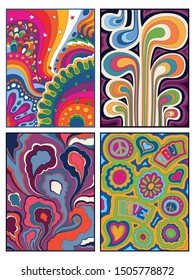 1960s Hippie Art Style Psychedelic Backgrounds Stock Vector Royalty