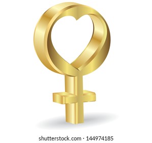 D Golden Female Sex Symbolsvector Stock Vector Royalty Free