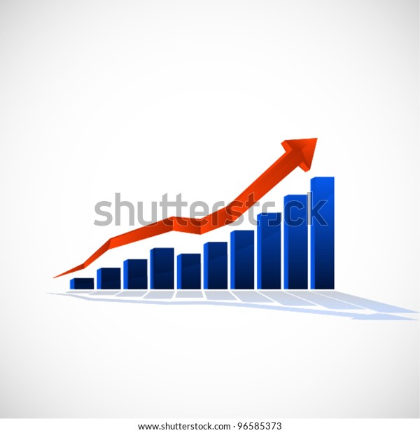 D Graph Showing Rise Profits Earnings Stock Vector Royalty Free