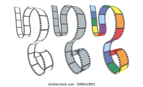 Realistic 3d Film Strip Perspective Film Stock Vector Royalty Free