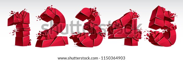 3d Realistic Red Numbers Set 1 Stock Vector Royalty Free 1150364903