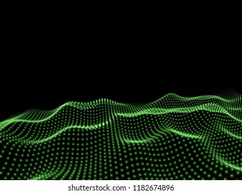 D Wavy Surface Grid Background Perspective Vector De Stock Libre De