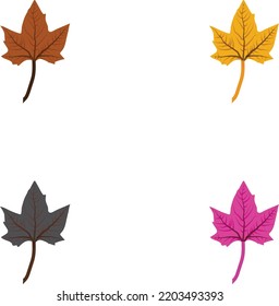 4 Color Chinar Leaf Vector Artwork Stock Vector Royalty Free