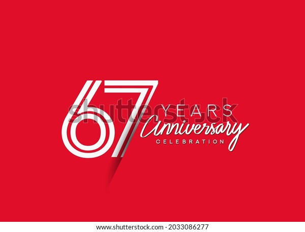 67th Years Anniversary Celebration Logo Flat Stock Vector Royalty Free