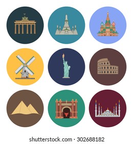 World Landmarks Silhouettes Elements Set Vector Vector De Stock Libre