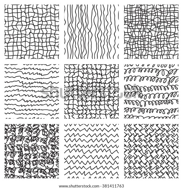 Abstract Hand Drawing Textures Collection Vector Stock Vector Royalty