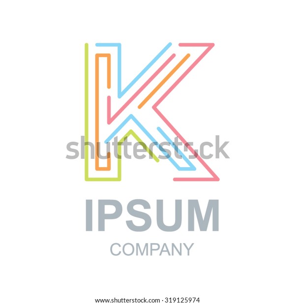 Abstract Letter K Logo Design Templatebusinesscolorful Stock Vector