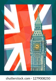 Abstract Poster Elizabeth Tower Famous London Stock Vector Royalty