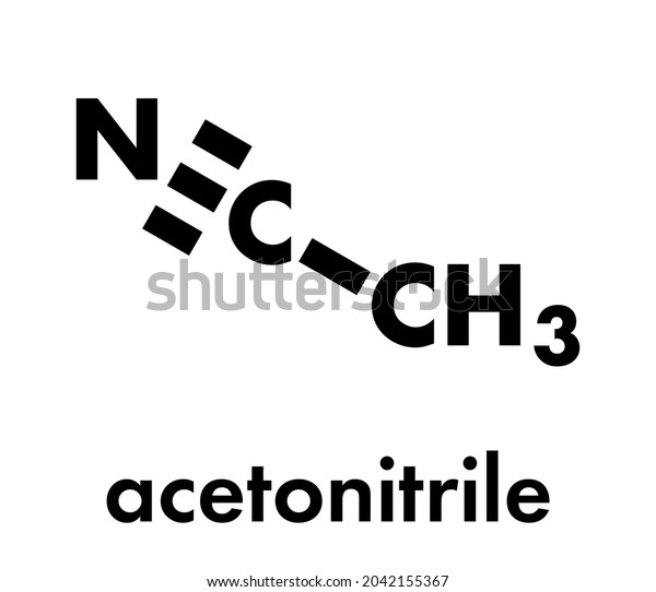 Acetonitrile Chemical Solvent Molecule Skeletal Formula Stock Vector