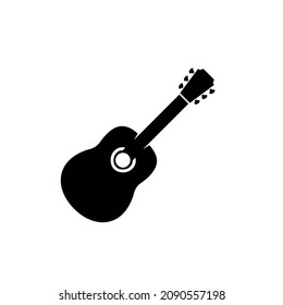 Acoustic Guitar Black Silhouette Music Instrument Stock Vector Royalty