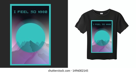 Aesthetic Vaporwave Tshirt Print Template Sun Stock Vector Royalty