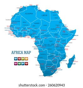 Africa Map Navigation Icons Stock Vector Royalty Free 260620943