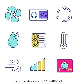 Air Conditioning Linear Icon Set Level Stock Vector Royalty Free