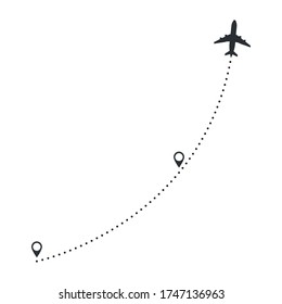 Airplane Flight Line Route Vector Start Stock Vector Royalty Free