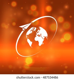 Airplane Fly Around Planet Earth Logo Stock Vector Royalty Free