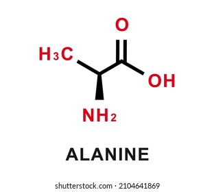 Fórmula química de alanina Estructura molecular vector de stock