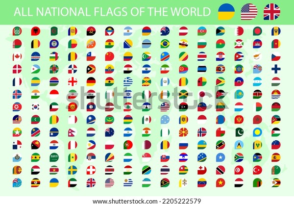 All National Flags World Names High Stock Vector Royalty Free