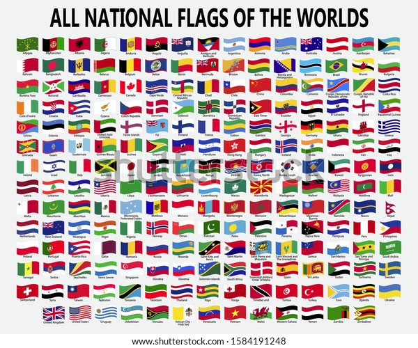 All National Waving Flags Worlds Stock Vector Royalty Free