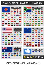 All Flags Continent Australia Oceania Full Vector De Stock Libre De