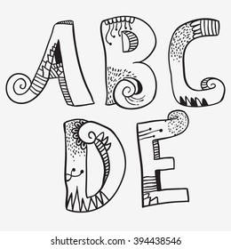 Alphabets Doodle Vector De Stock Libre De Regal As