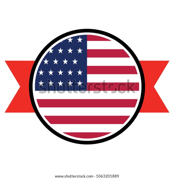 American Flag Round Button Icon Flag Stock Vector Royalty Free