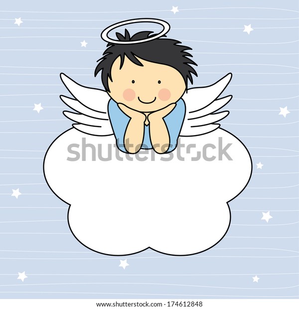 Angel Wings On Cloud Greeting Card Stock Vector Royalty Free