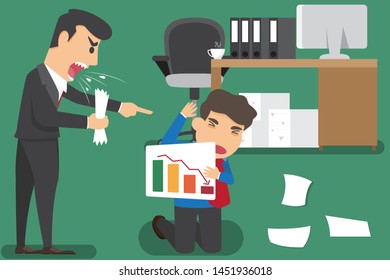 Angry Boss Character Shouting Worker Financial Stock Vector Royalty