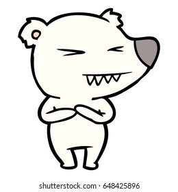 Angry Polar Bear Cartoon Folded Arms