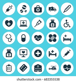 Antibiotic Icons Set Collection Rhythm Remedy Stock Vector Royalty