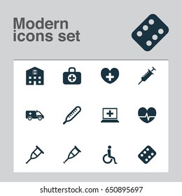 Antibiotic Icons Set Collection Rhythm Handicapped Stock Vector