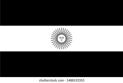 Argentina Flag Black White Vector Flat Stock Vector Royalty Free