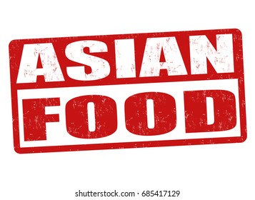 Vektor Stok Asian Food Sign Stamp White Background Tanpa Royalti