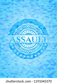 Assault Realistic Sky Blue Mosaic Emblem Stock Vector Royalty Free