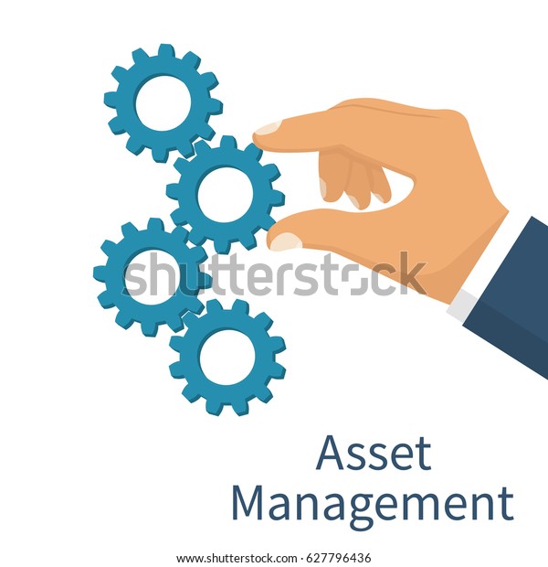 Asset Management Concept Set Mechanism Cogwheels Stock Vector Royalty